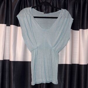 Ella Moss Striped Babydoll Tie Waist Blouse Tee Size XS